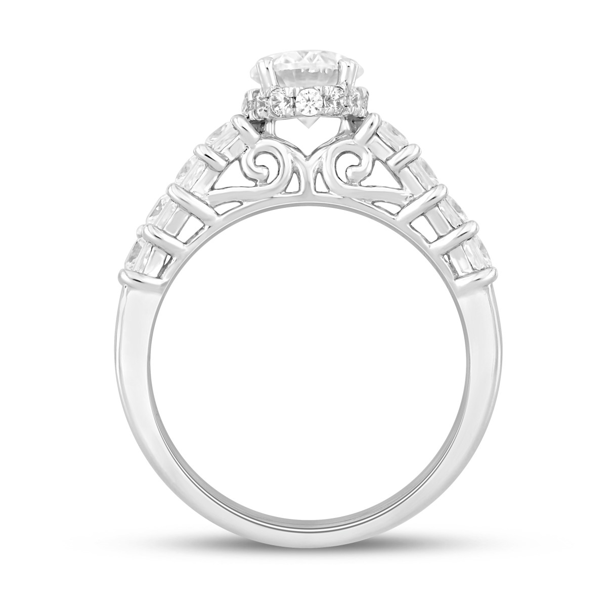 LADIES RING 2 1/4CT ROUND/PRINCESS/OVAL DIAMOND 14K WHITE GOLD (CENTER STONE OVAL DIAMOND 1 1/4CT )