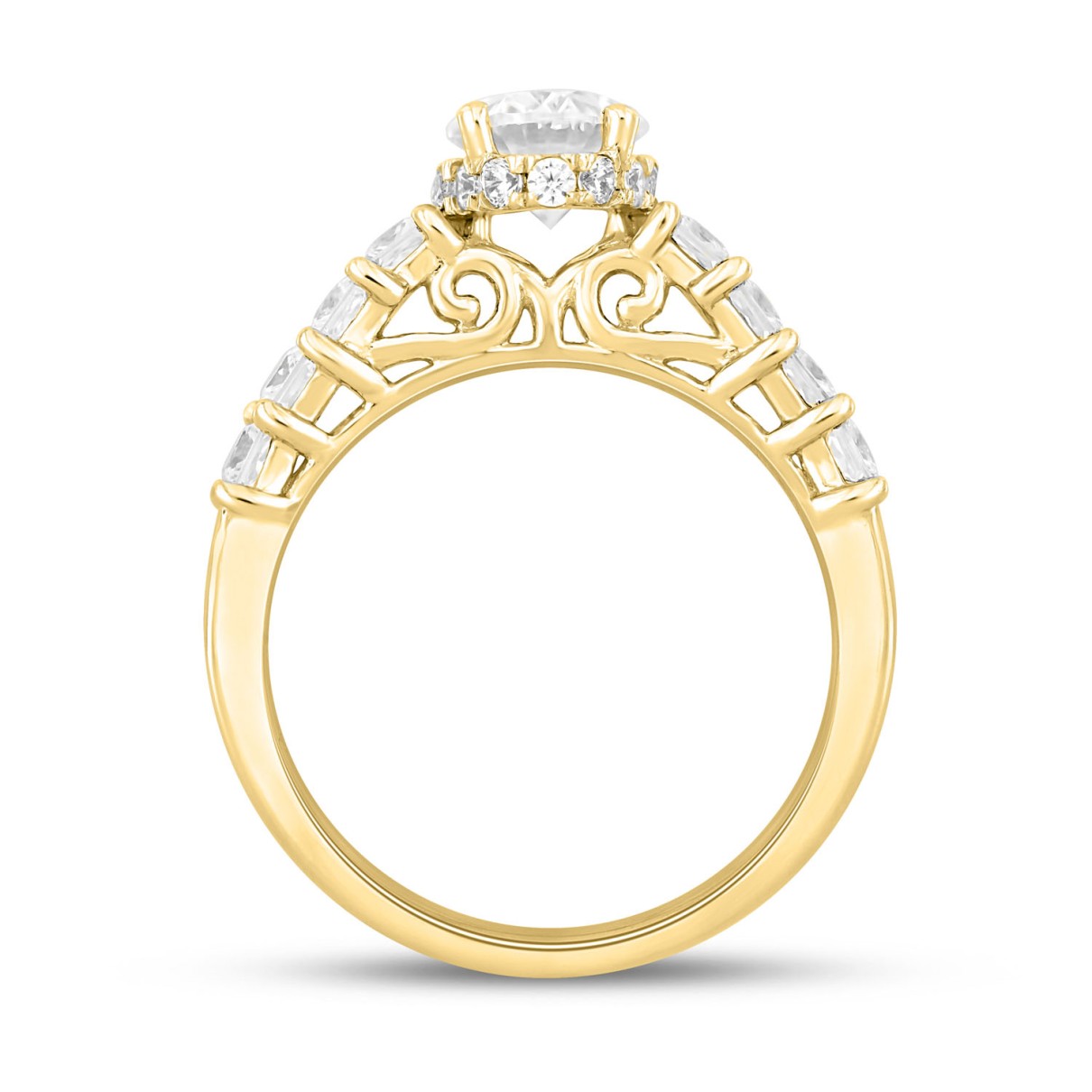 LADIES RING 2 1/4CT ROUND/PRINCESS/OVAL DIAMOND 14K YELLOW GOLD (CENTER STONE OVAL DIAMOND 1 1/4CT )