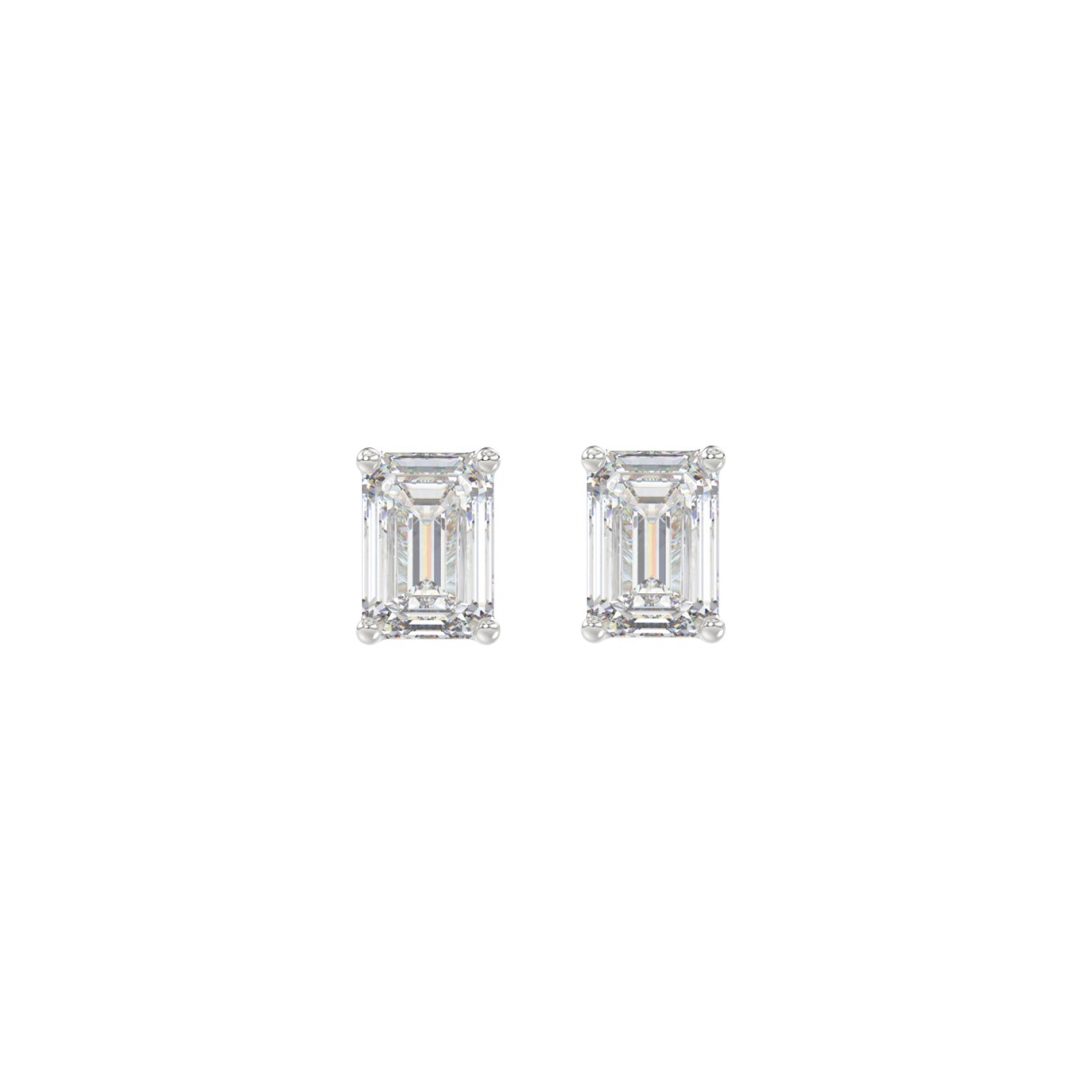 LADIES SOLITAIRE EARRINGS 1/2CT EMERALD DIAMOND 14...