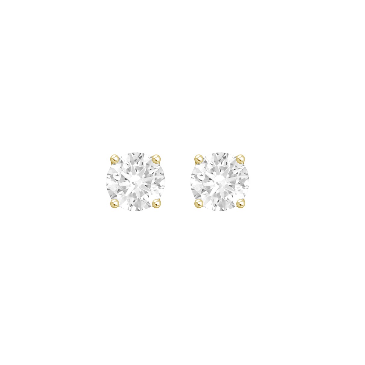 LADIES SOLITAIRE EARRINGS  2CT ROUND DIAMOND 14K Y...
