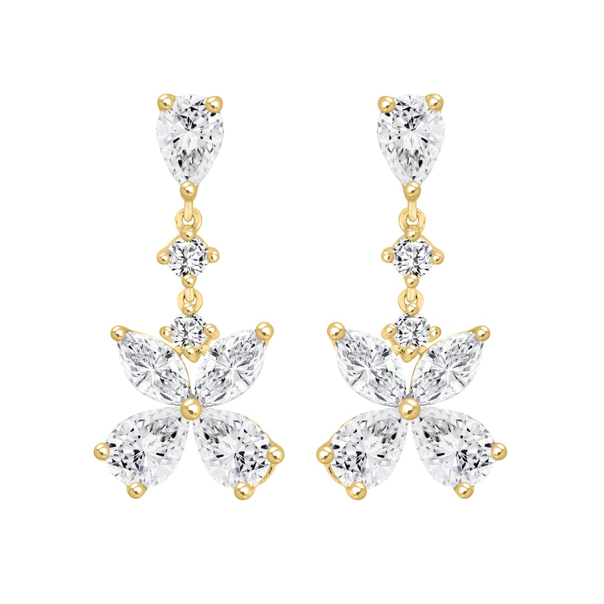 LADIES EARRINGS 3CT ROUND/MARQUISE/PEAR DIAMOND 14...