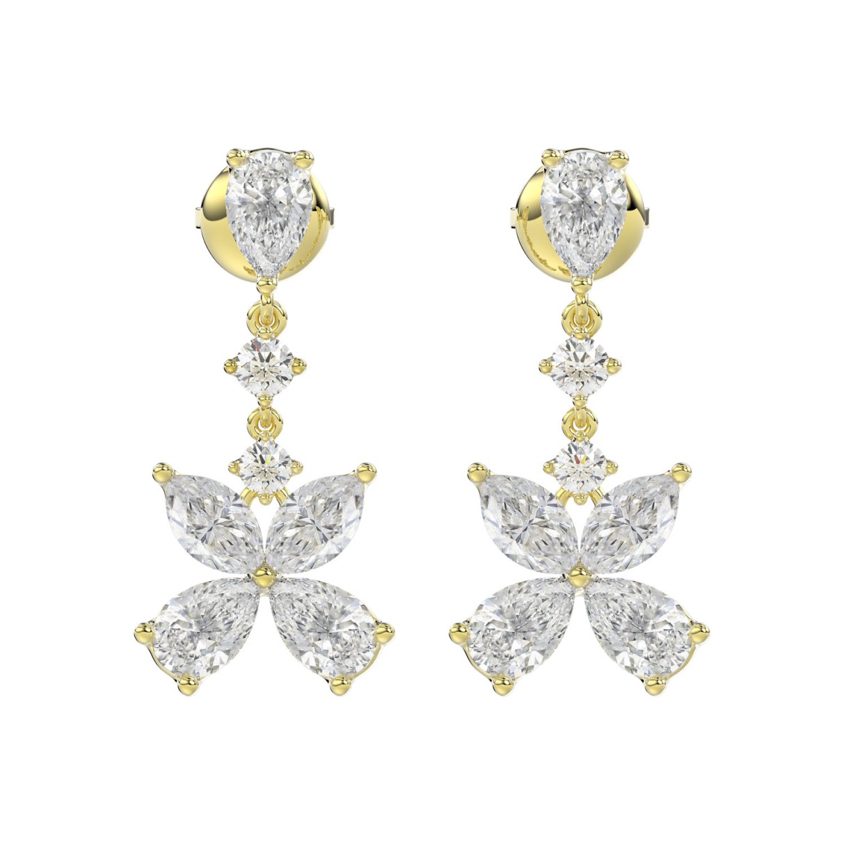 LADIES EARRINGS 3CT ROUND/MARQUISE/PEAR DIAMOND 14...