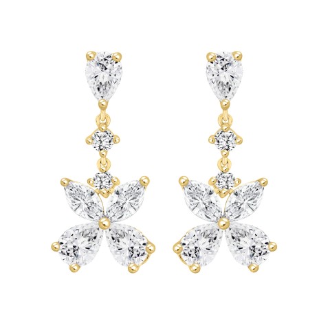 LADIES  EARRINGS  3CT ROUND/MARQUISE/PEAR DIAMOND 14K YELLOW GOLD