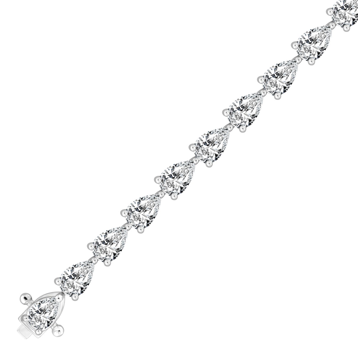 LADIES BRACELET 9CT PEAR DIAMOND 14K WHITE GOLD