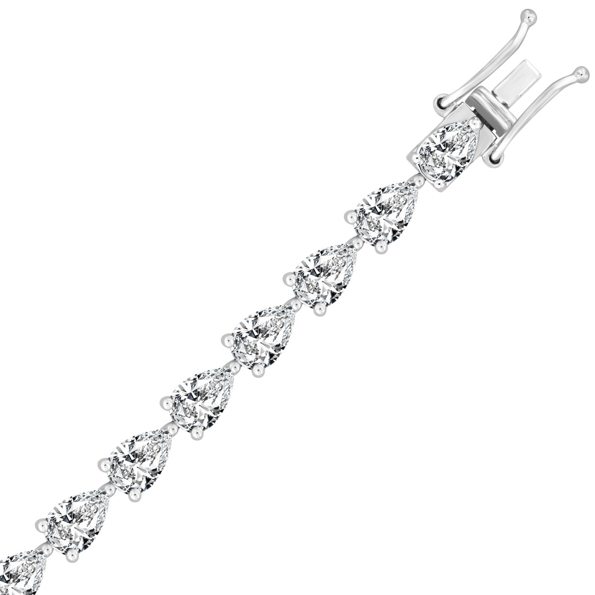 LADIES BRACELET 9CT PEAR DIAMOND 14K WHITE GOLD