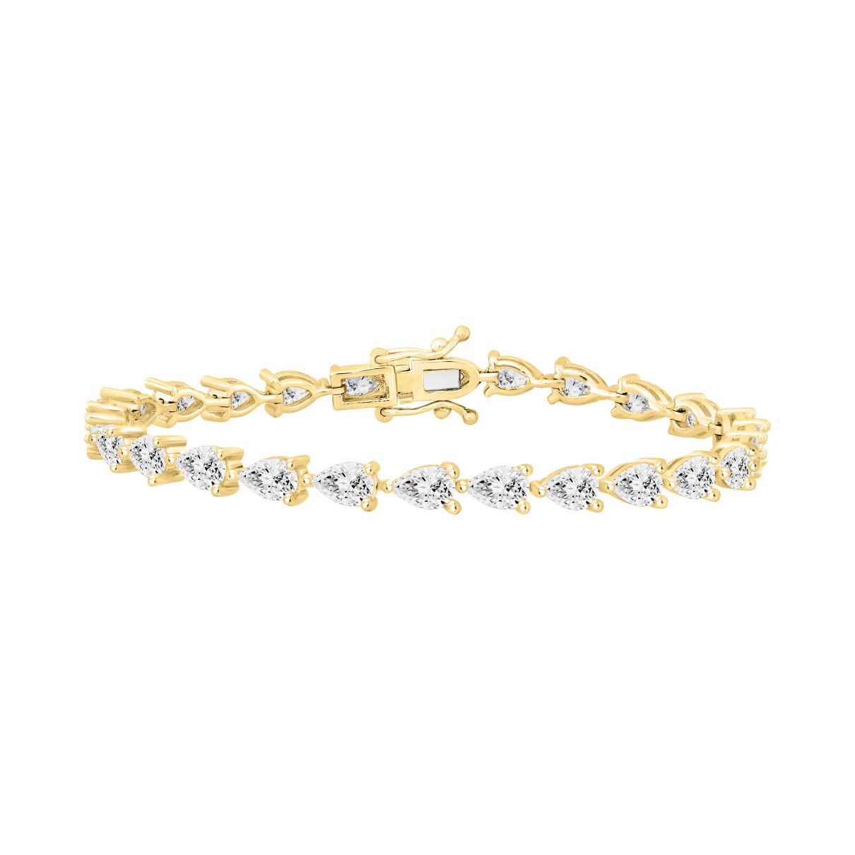 LADIES BRACELET 9CT PEAR DIAMOND 14K YELLOW GOLD