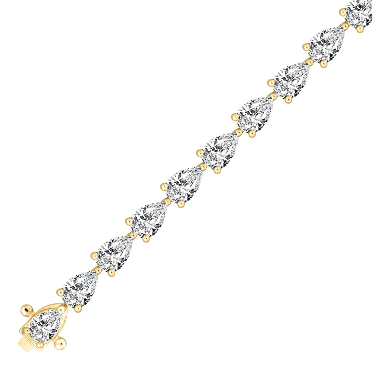 LADIES BRACELET 9CT PEAR DIAMOND 14K YELLOW GOLD