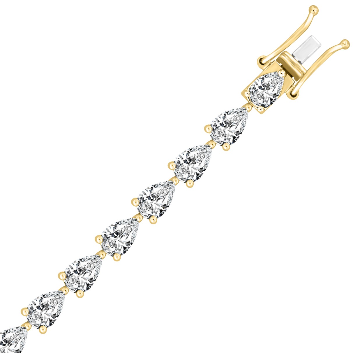 LADIES BRACELET 9CT PEAR DIAMOND 14K YELLOW GOLD