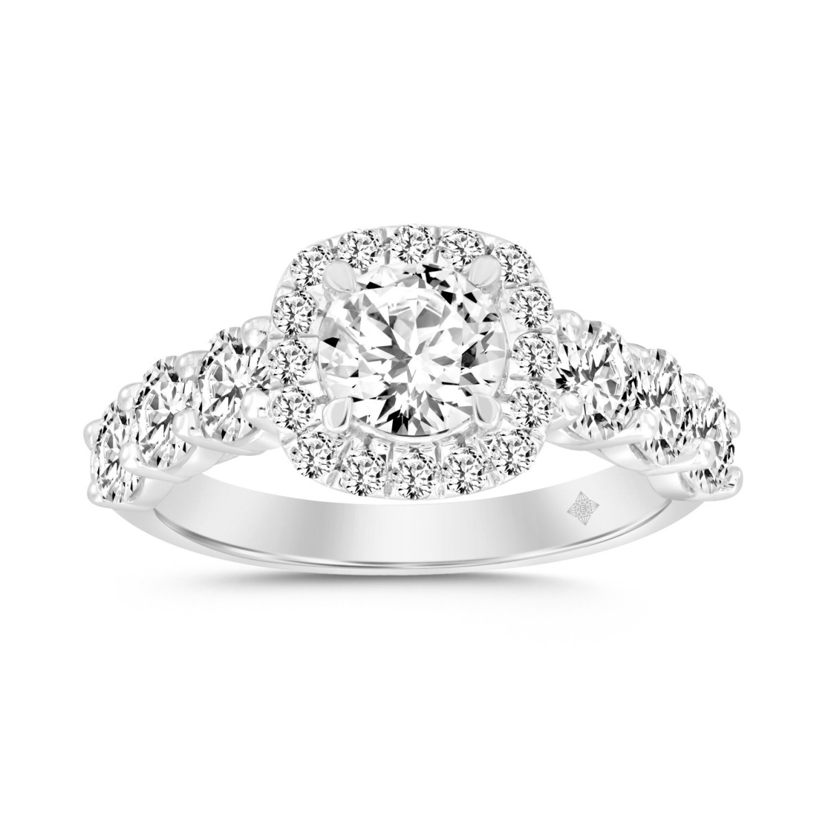 LADIES RING 2 3/4CT ROUND DIAMOND 14K WHITE GOLD (...