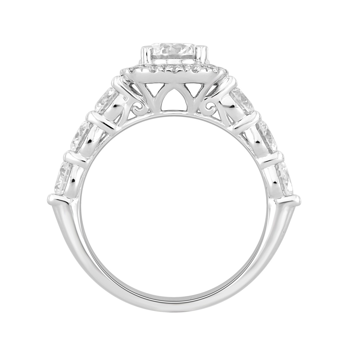 LADIES RING 2 3/4CT ROUND DIAMOND 14K WHITE GOLD (CENTER STONE ROUND DIAMOND 1CT )