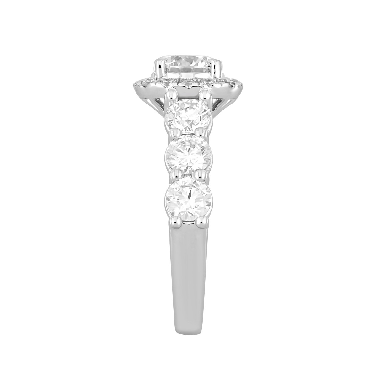 LADIES RING 2 3/4CT ROUND DIAMOND 14K WHITE GOLD (CENTER STONE ROUND DIAMOND 1CT )