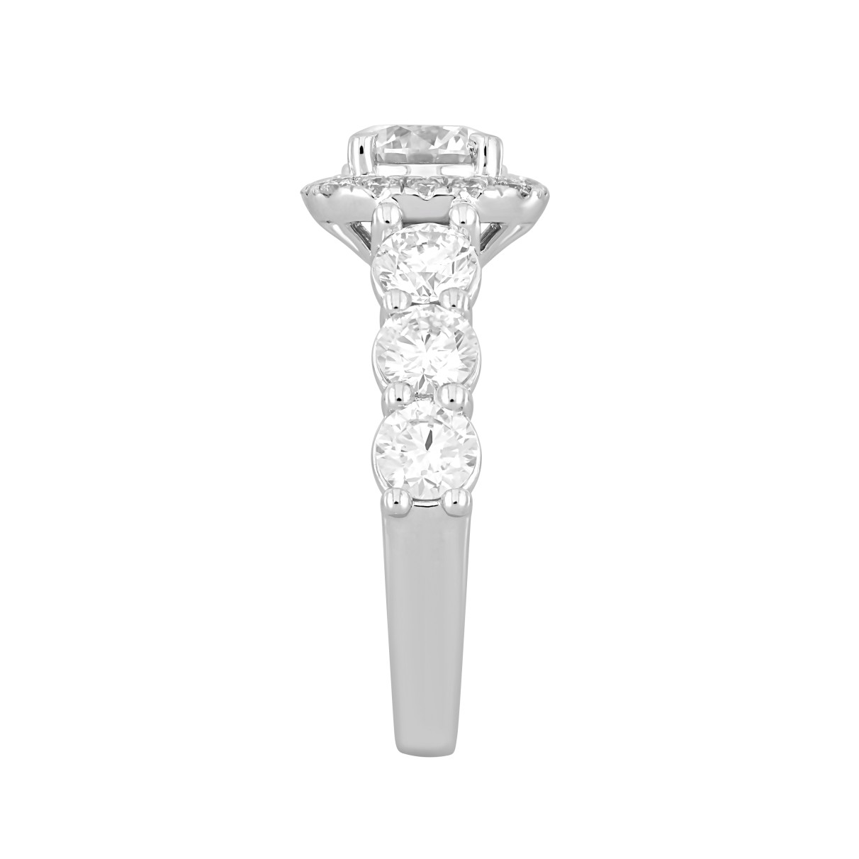 LADIES RING 2 3/4CT ROUND DIAMOND 14K WHITE GOLD (CENTER STONE ROUND DIAMOND 1CT )