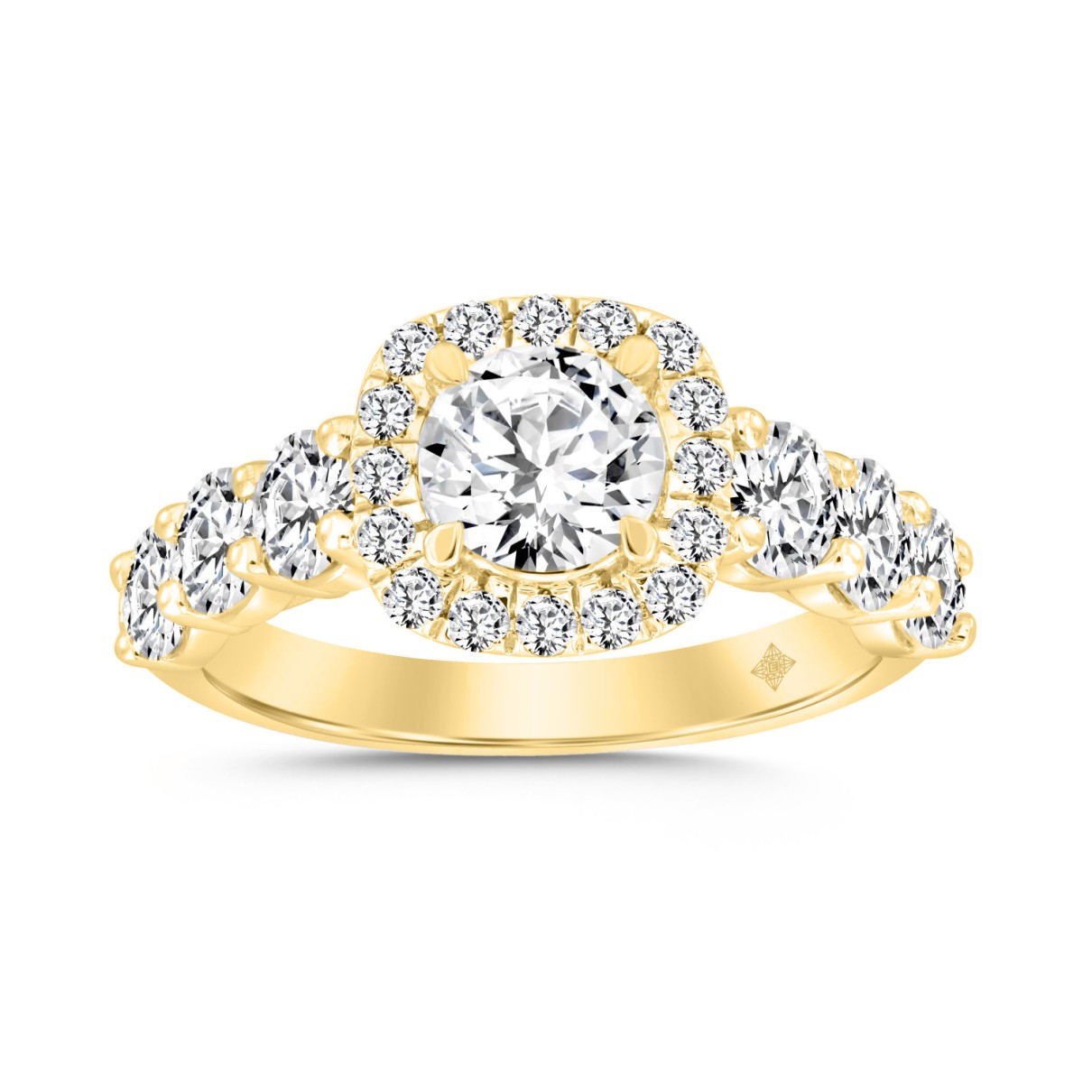 LADIES RING 2 3/4CT ROUND DIAMOND 14K YELLOW GOLD ...