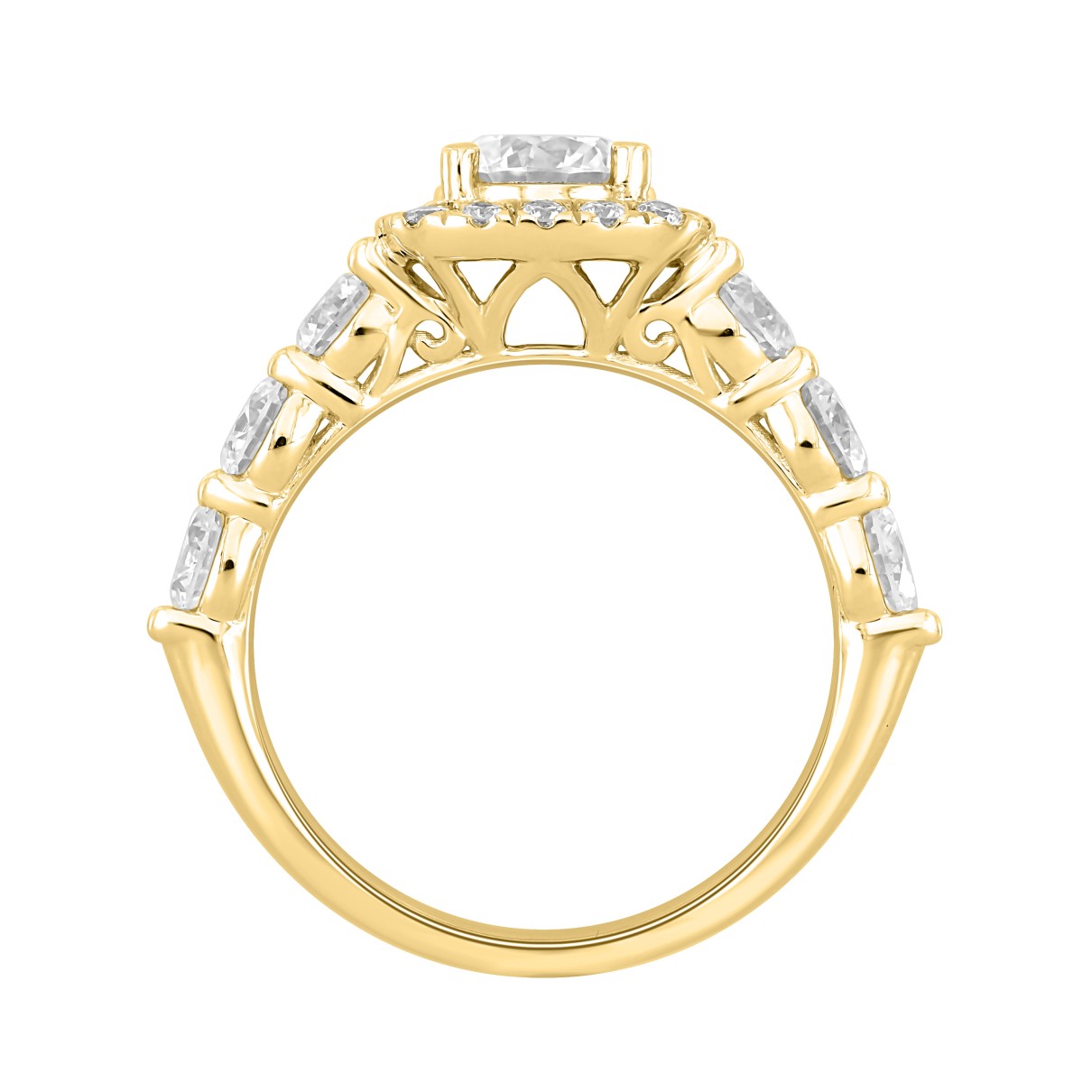 LADIES RING 2 3/4CT ROUND DIAMOND 14K YELLOW GOLD (CENTER STONE ROUND DIAMOND 1CT )