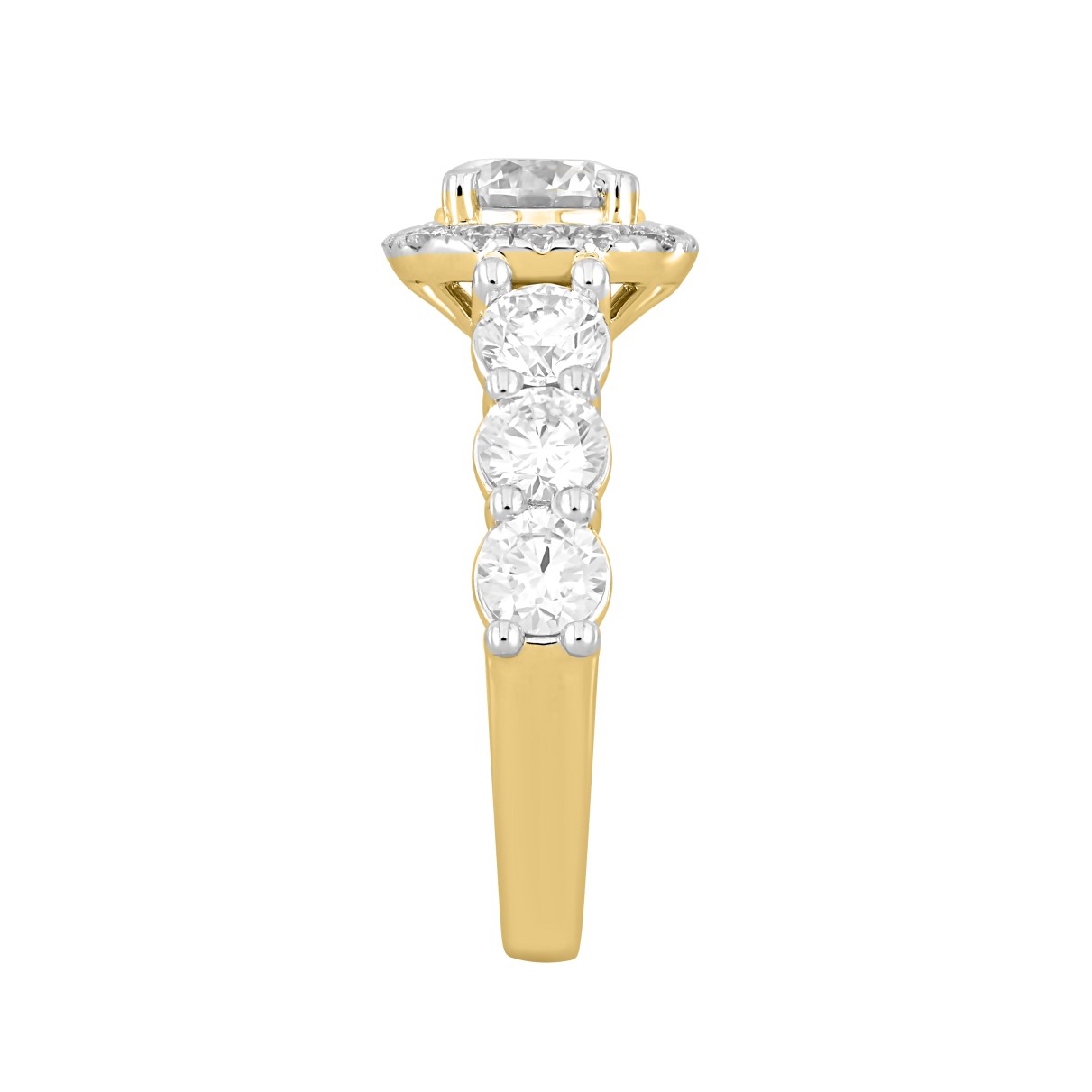 LADIES RING 2 3/4CT ROUND DIAMOND 14K YELLOW GOLD (CENTER STONE ROUND DIAMOND 1CT )