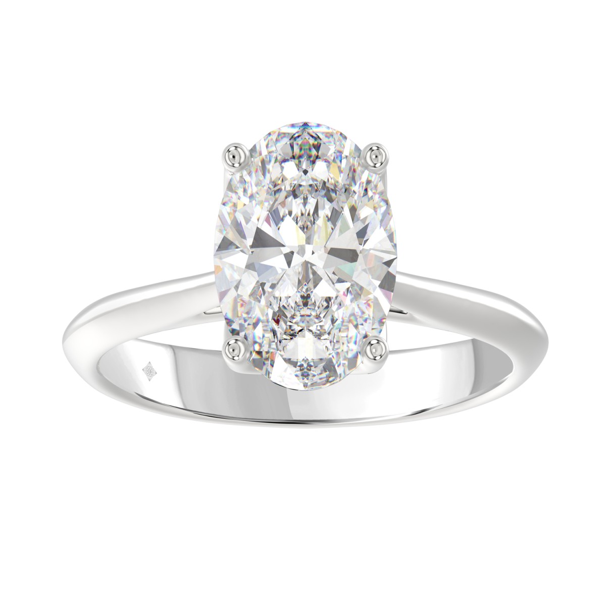 LADIES SOLITAIRE RING 3CT OVAL DIAMOND 14K WHITE G...