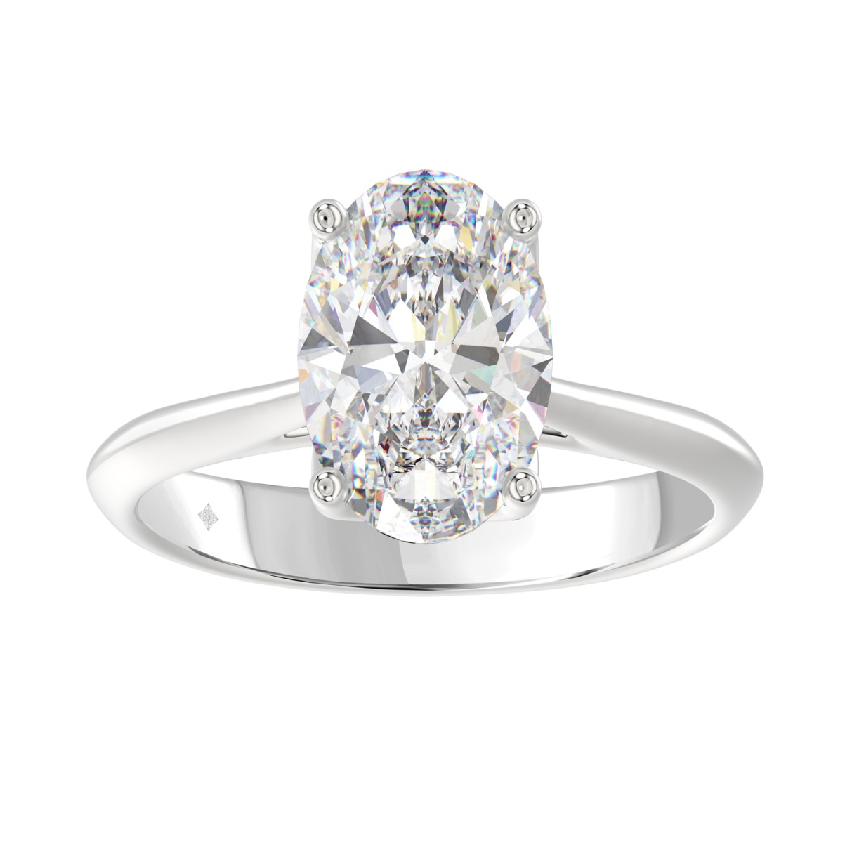 LADIES SOLITAIRE RING 3CT OVAL DIAMOND 14K WHITE GOLD