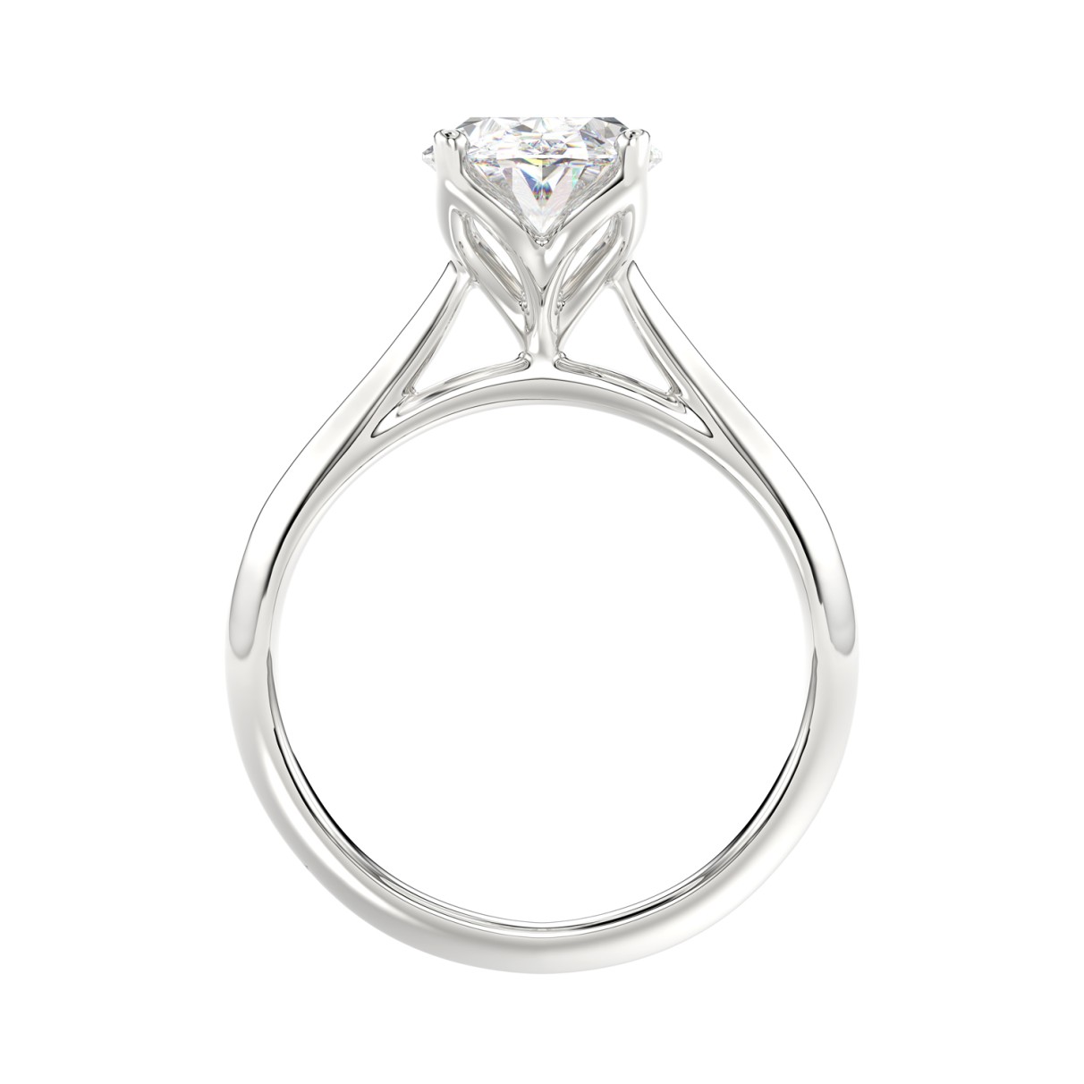 LADIES SOLITAIRE RING 3CT OVAL DIAMOND 14K WHITE GOLD