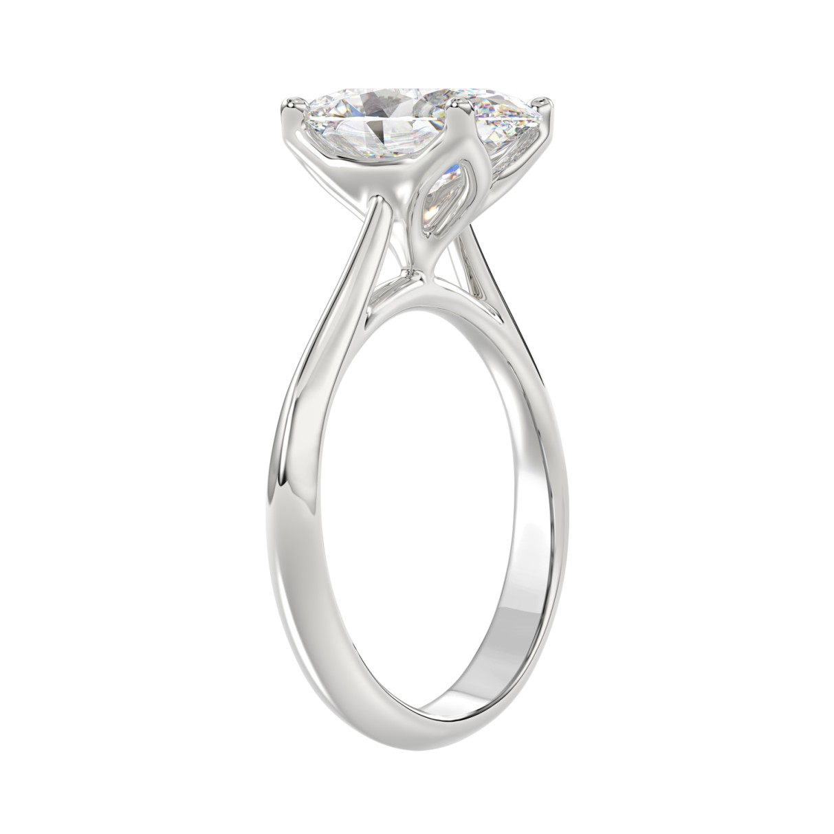 LADIES SOLITAIRE RING 3CT OVAL DIAMOND 14K WHITE GOLD