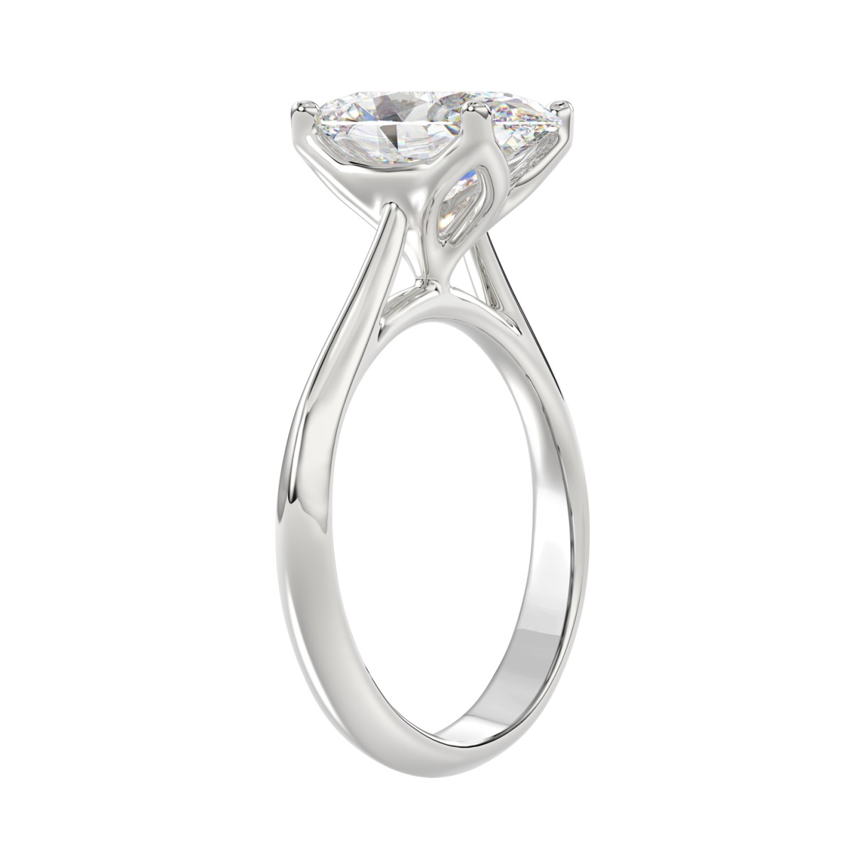 LADIES SOLITAIRE RING 3CT OVAL DIAMOND 14K WHITE GOLD