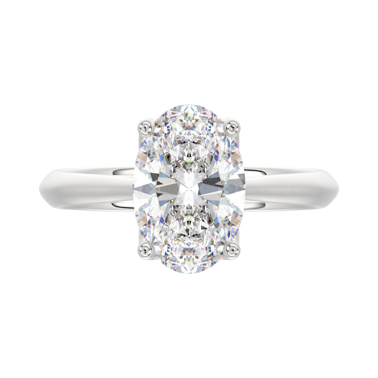 LADIES SOLITAIRE RING 3CT OVAL DIAMOND 14K WHITE GOLD