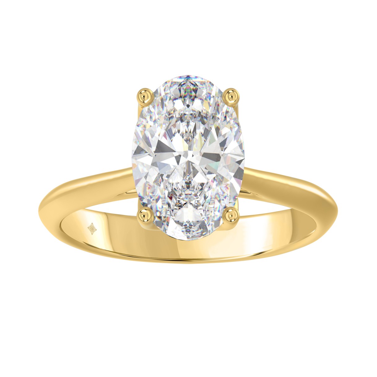 LADIES SOLITAIRE RING 3CT OVAL DIAMOND 14K YELLOW ...