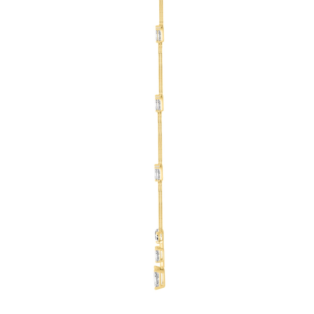 LADIES NECKLACE 7 1/2CT ROUND/EMERALD DIAMOND 14K YELLOW GOLD