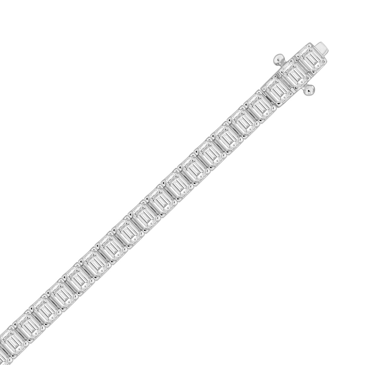 LADIES BRACELET 12CT EMERALD DIAMOND 14K WHITE GOLD