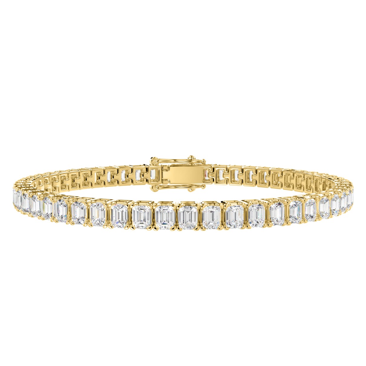 LADIES BRACELET 12CT EMERALD DIAMOND 14K YELLOW GOLD