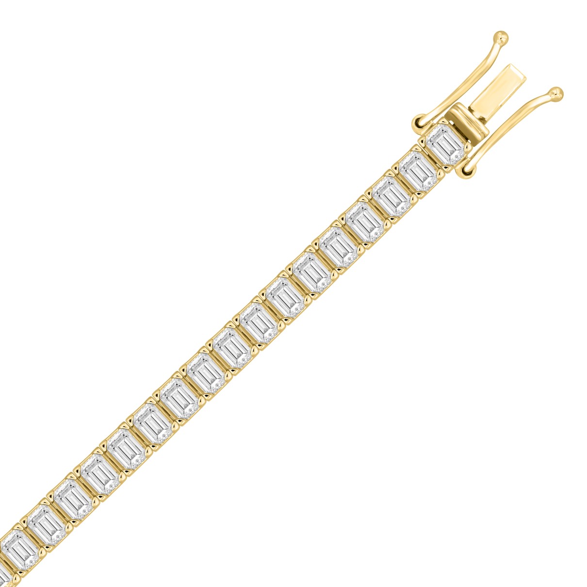 LADIES BRACELET 12CT EMERALD DIAMOND 14K YELLOW GOLD