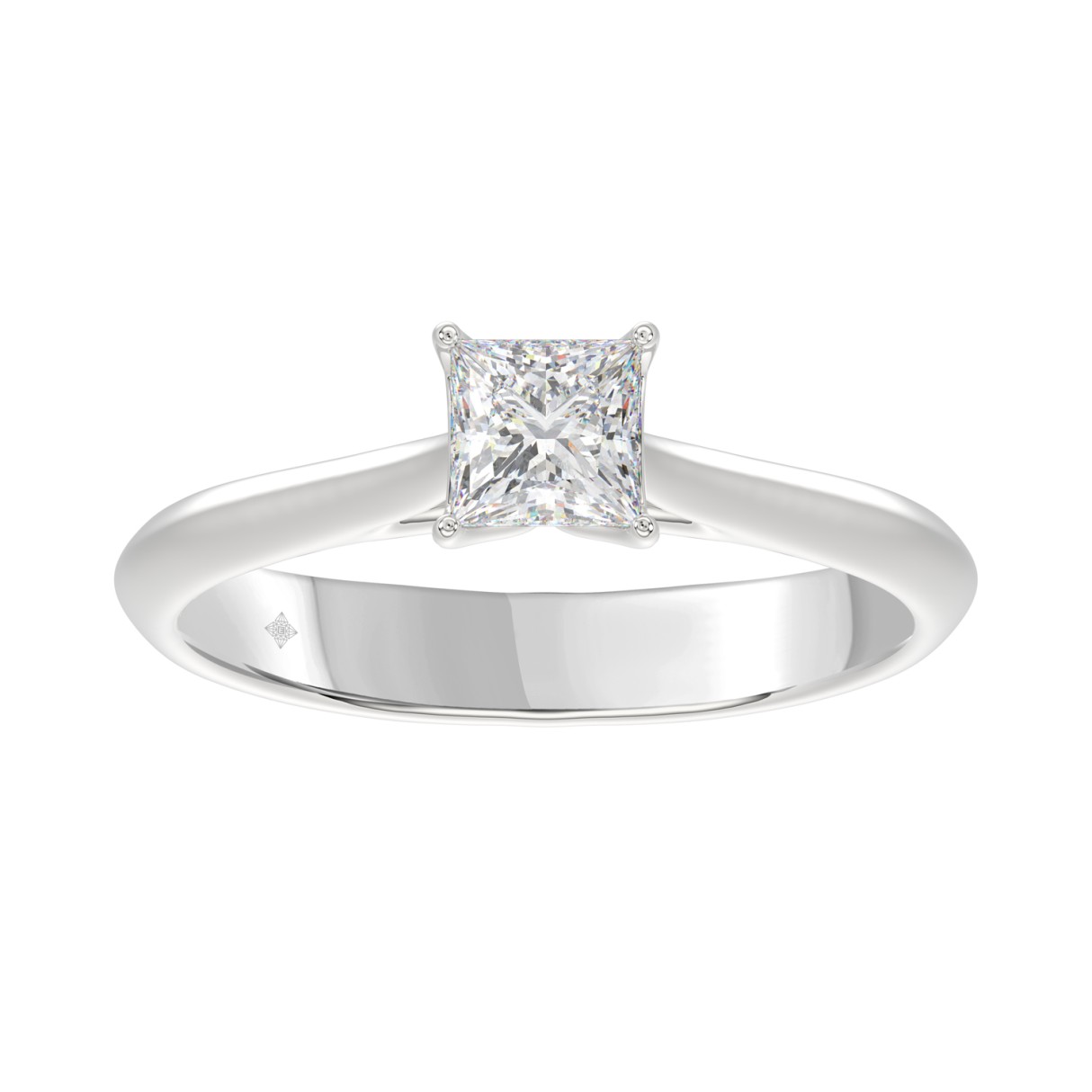 LADIES SOLITAIRE RING 1/2CT PRINCESS DIAMOND 14K WHITE GOLD