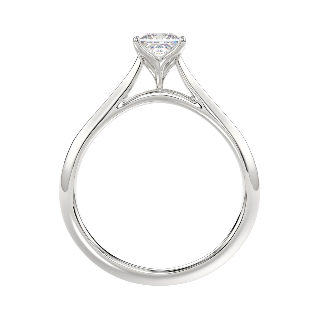 LADIES SOLITAIRE RING 1/2CT PRINCESS DIAMOND 14K WHITE GOLD