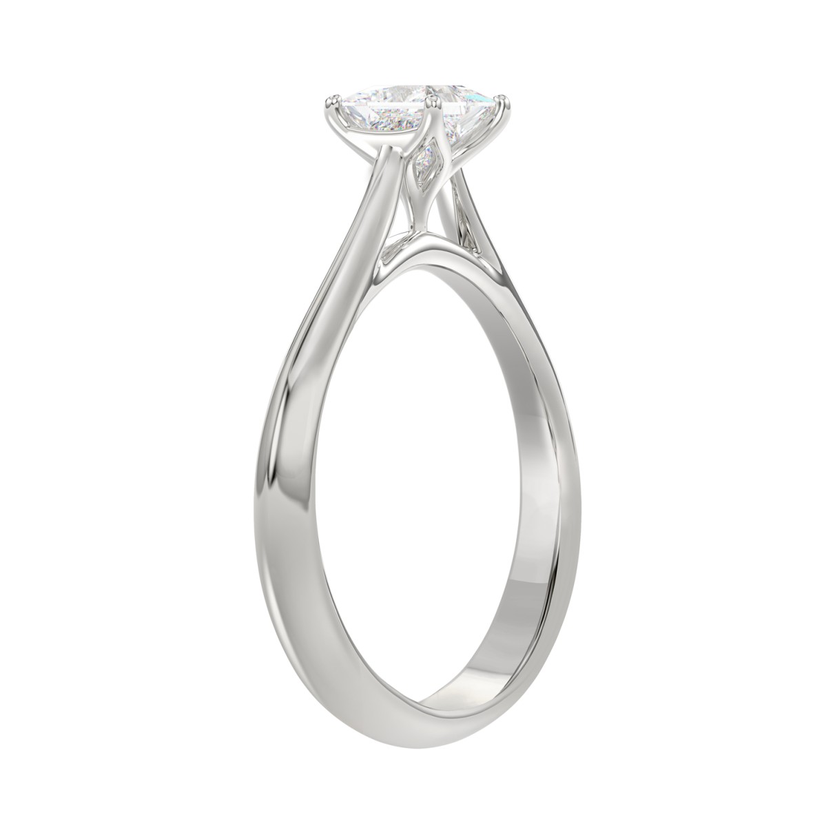 LADIES SOLITAIRE RING 1/2CT PRINCESS DIAMOND 14K WHITE GOLD