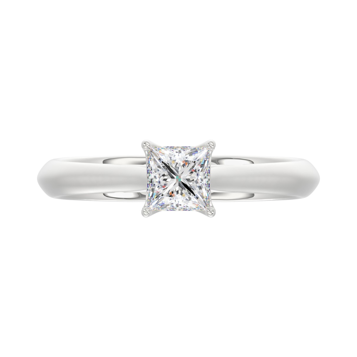 LADIES SOLITAIRE RING 1/2CT PRINCESS DIAMOND 14K WHITE GOLD