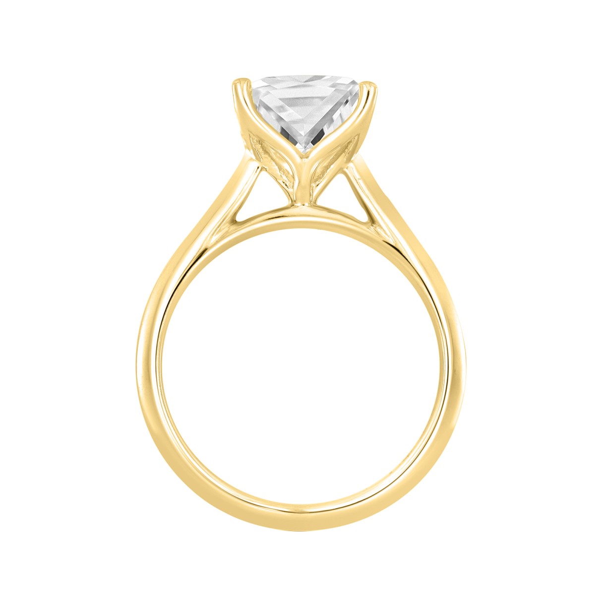 LADIES SOLITAIRE RING 1/2CT PRINCESS DIAMOND 14K YELLOW GOLD