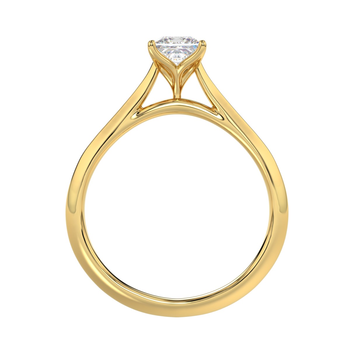 LADIES SOLITAIRE RING 1/2CT PRINCESS DIAMOND 14K YELLOW GOLD