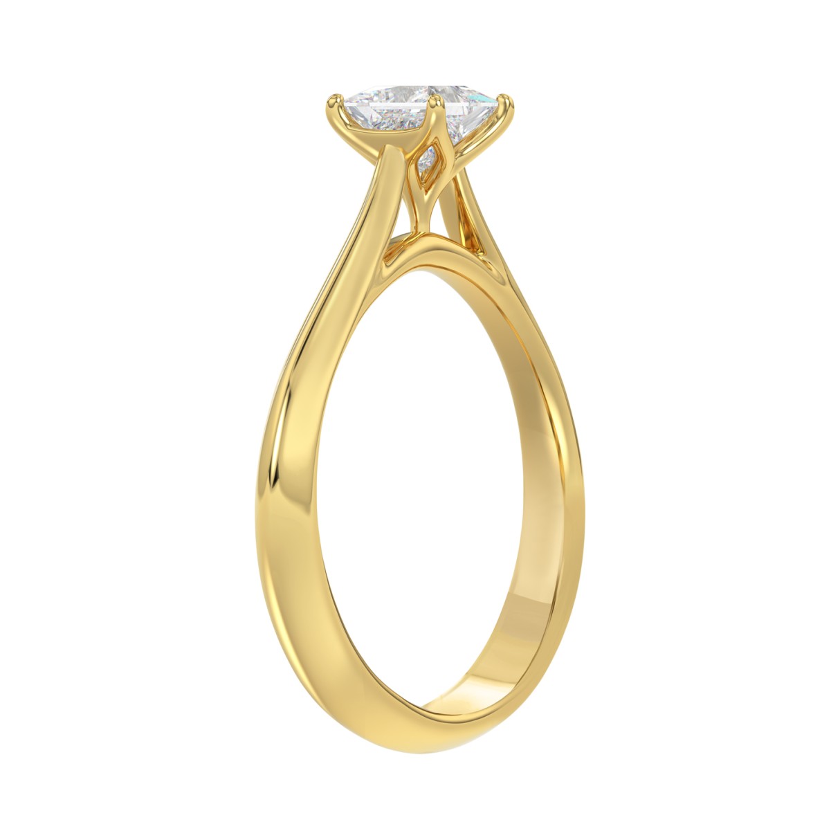 LADIES SOLITAIRE RING 1/2CT PRINCESS DIAMOND 14K YELLOW GOLD