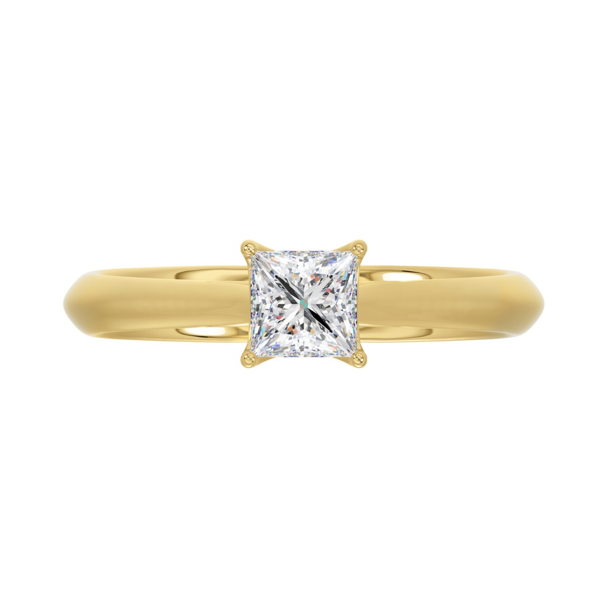 LADIES SOLITAIRE RING 1/2CT PRINCESS DIAMOND 14K YELLOW GOLD