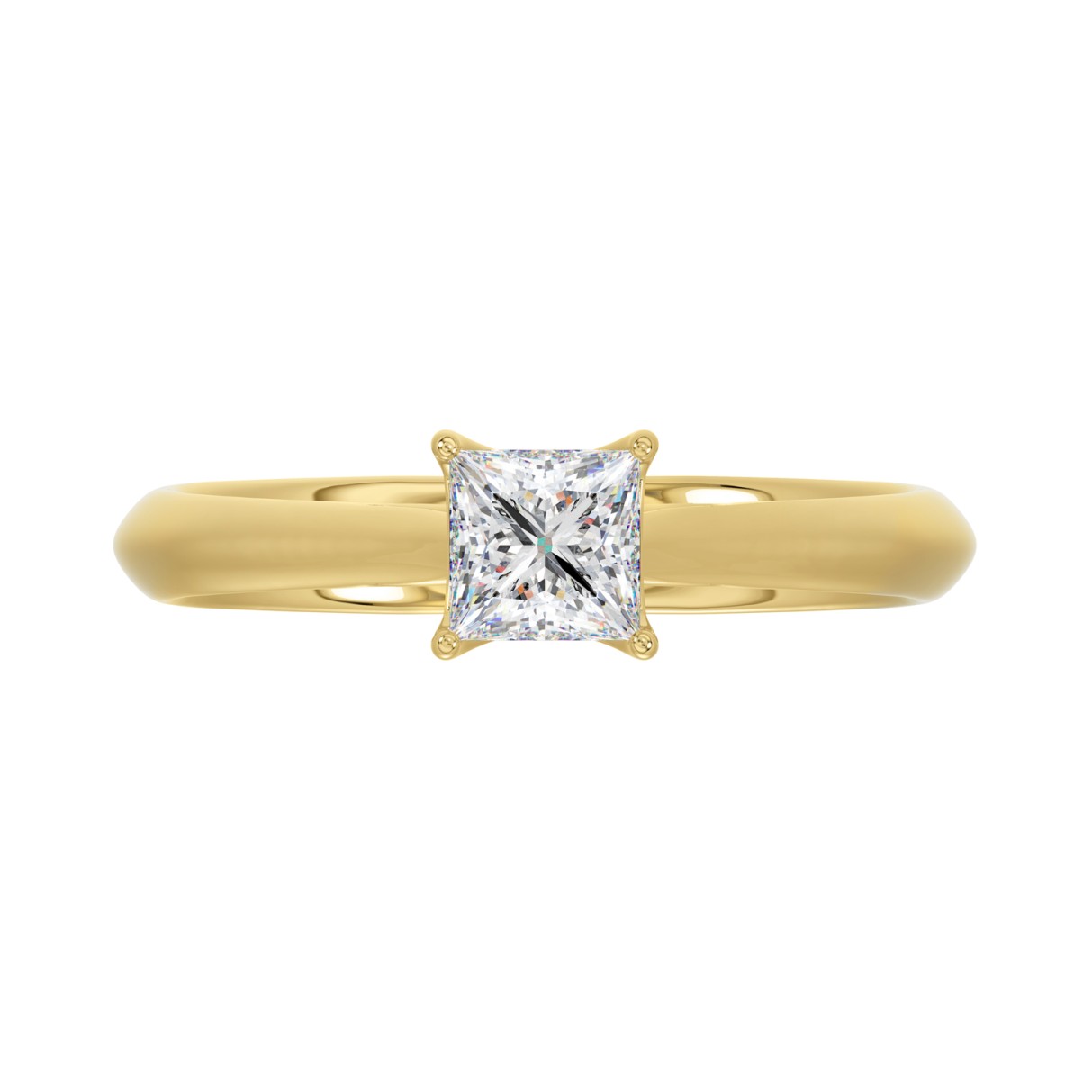 LADIES SOLITAIRE RING 1/2CT PRINCESS DIAMOND 14K YELLOW GOLD