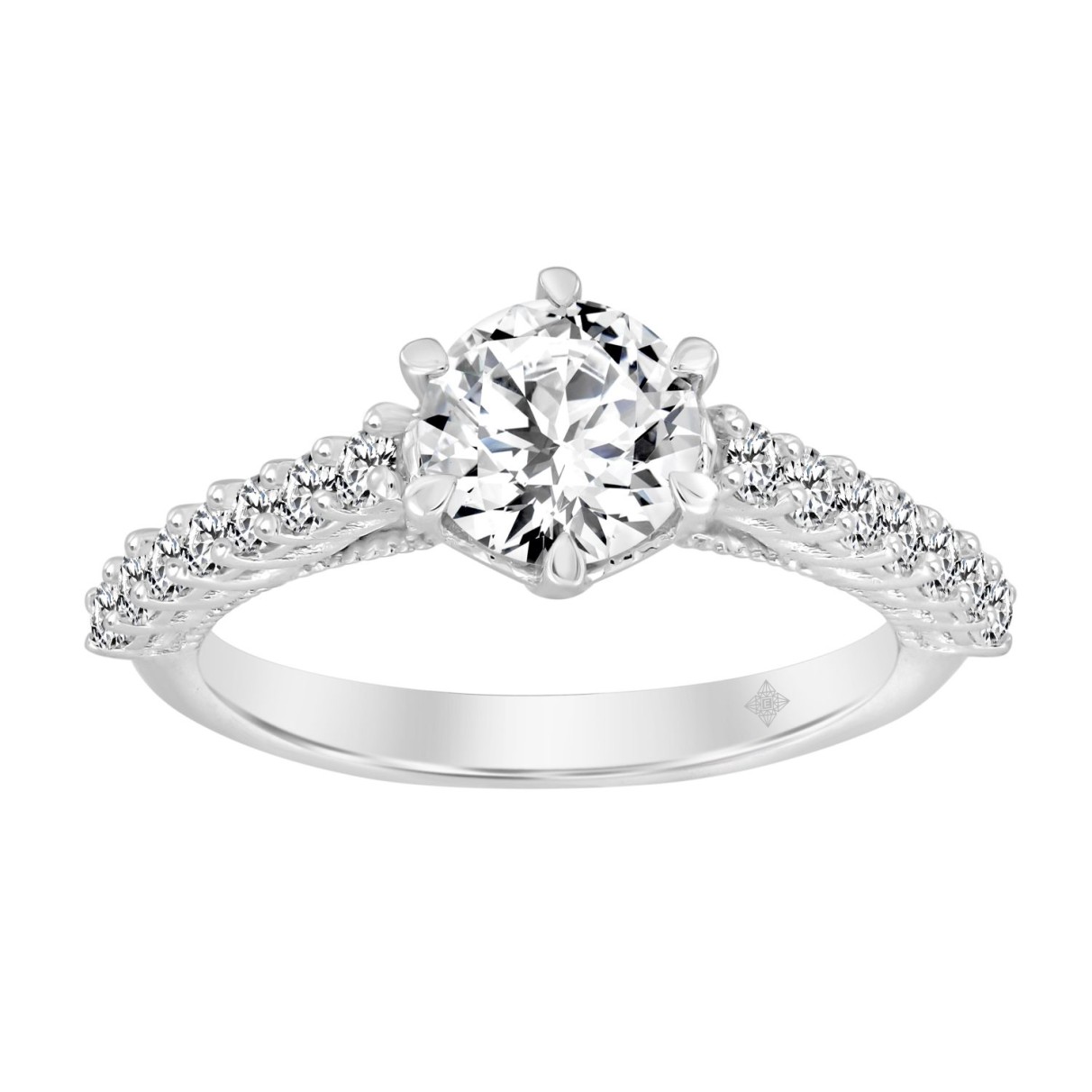 LADIES RING 1 1/2CT ROUND DIAMOND 14K WHITE GOLD (...