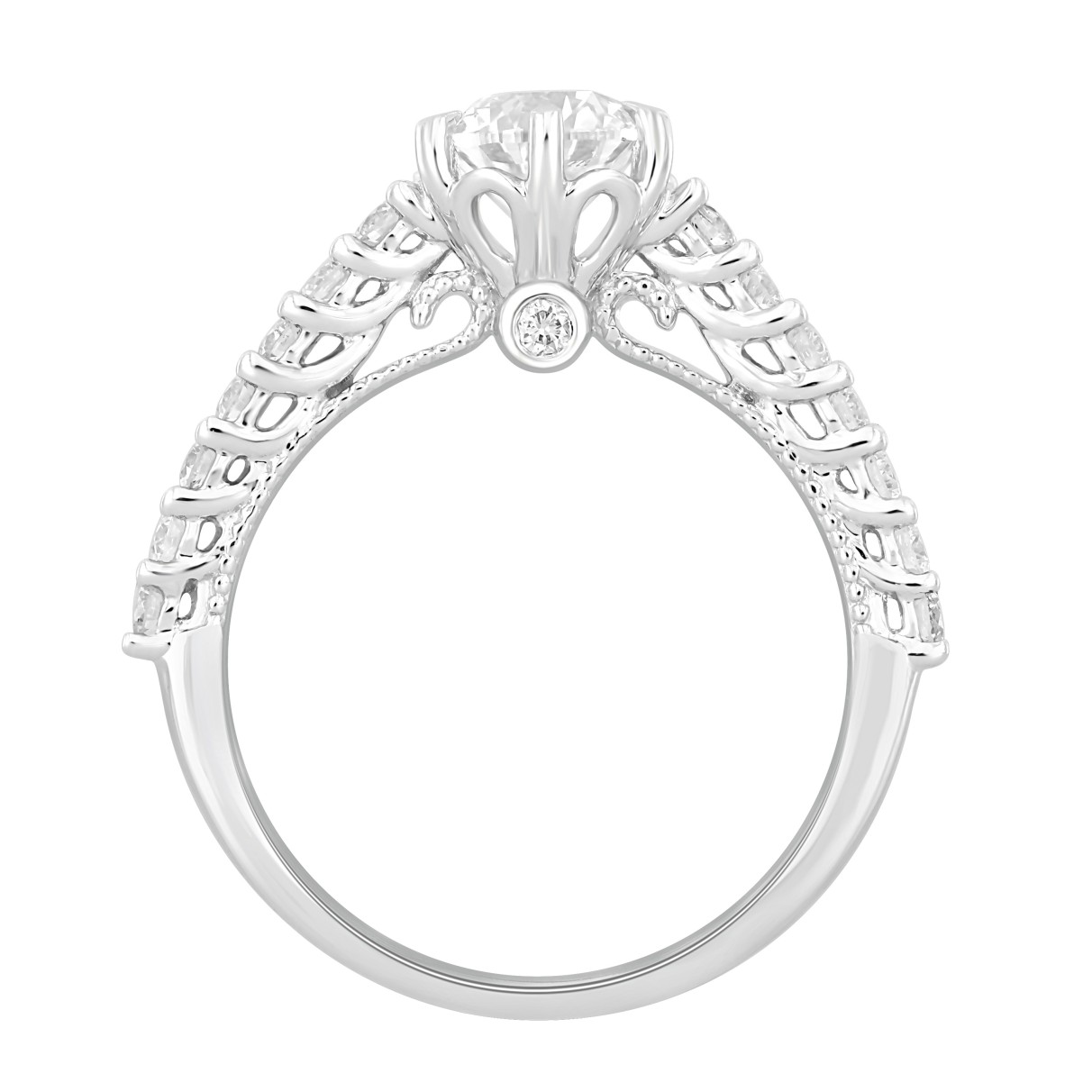 LADIES RING 1 1/2CT ROUND DIAMOND 14K WHITE GOLD (CENTER STONE ROUND DIAMOND 1CT)