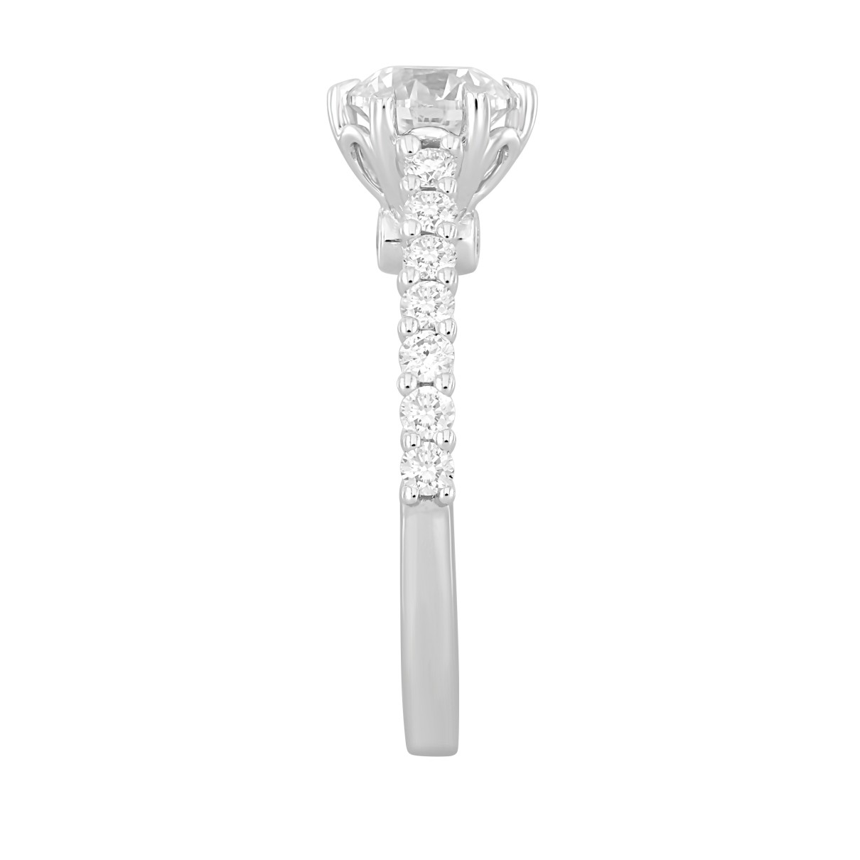 LADIES RING 1 1/2CT ROUND DIAMOND 14K WHITE GOLD (CENTER STONE ROUND DIAMOND 1CT)