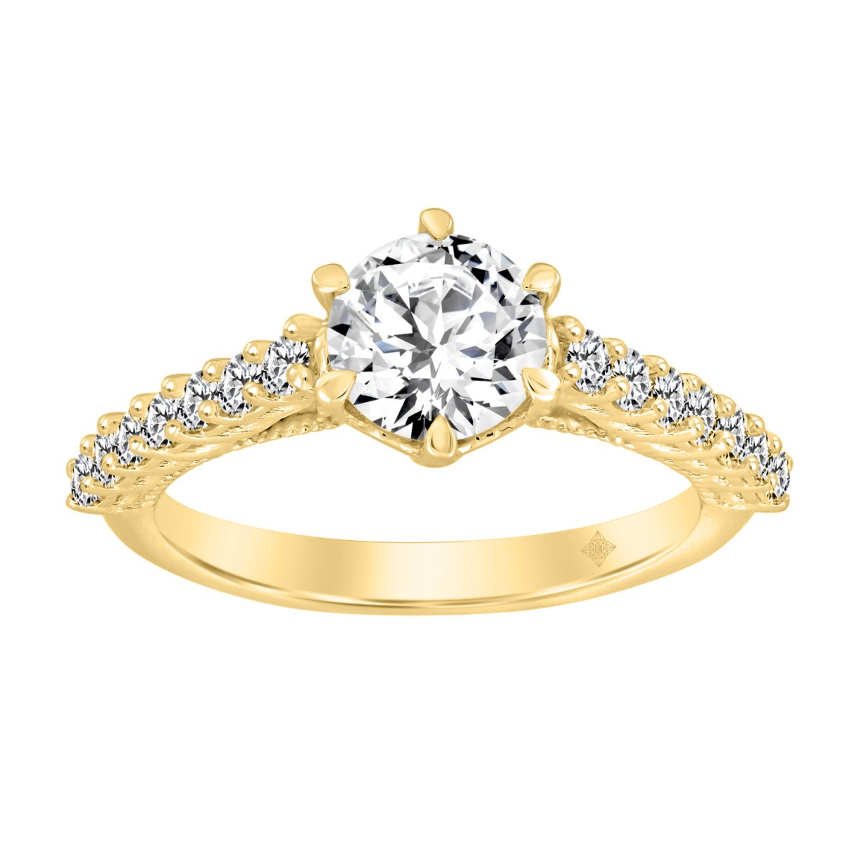 LADIES RING 1 1/2CT ROUND DIAMOND 14K YELLOW GOLD (CENTER STONE ROUND DIAMOND 1CT)