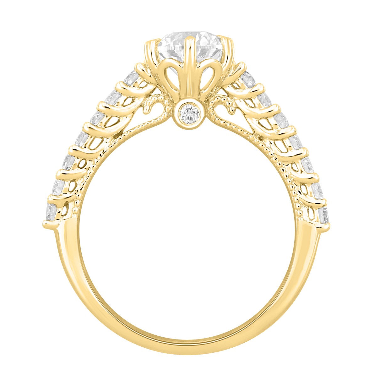 LADIES RING 1 1/2CT ROUND DIAMOND 14K YELLOW GOLD (CENTER STONE ROUND DIAMOND 1CT)