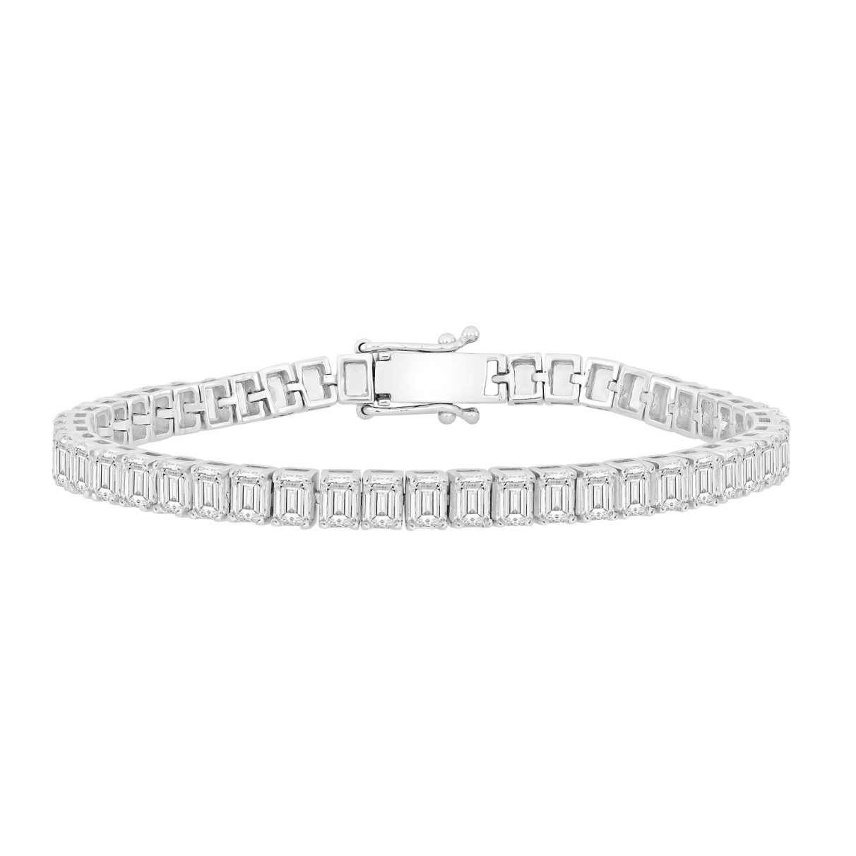 LADIES BRACELET 12 1/4CT EMERALD DIAMOND 14K WHITE...