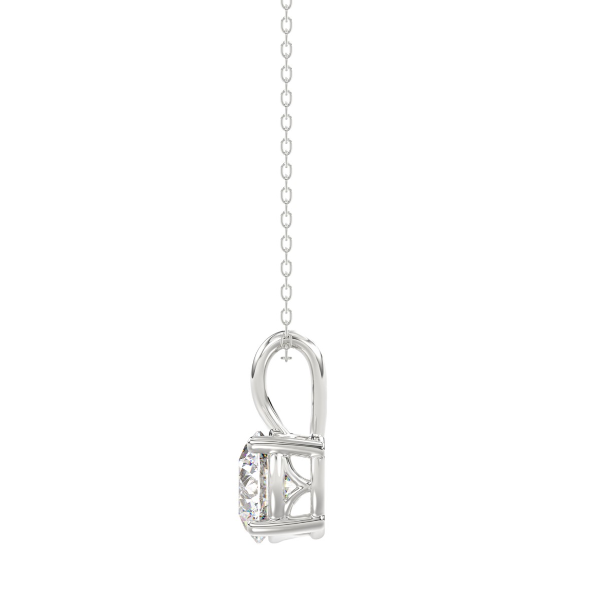 LADIES SOLITAIRE PENDANT WITH CHAIN 1CT ROUND DIAMOND 14K WHITE GOLD (CENTER STONE ROUND DIAMOND 1CT )