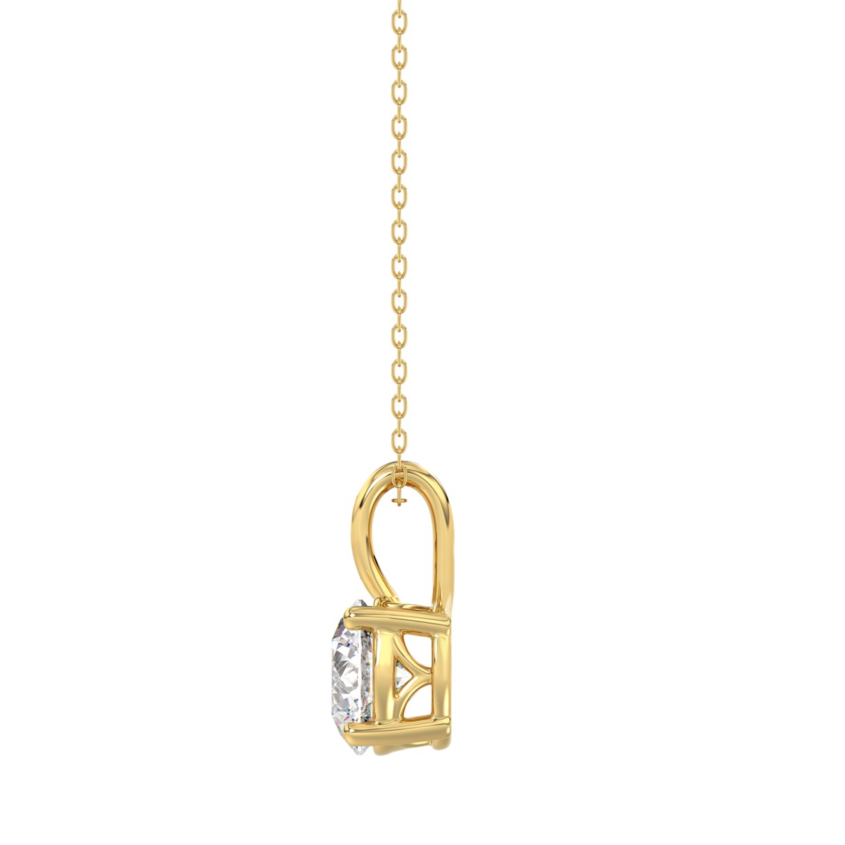 LADIES SOLITAIRE PENDANT WITH CHAIN 1CT ROUND DIAMOND 14K YELLOW GOLD (CENTER STONE ROUND DIAMOND 1CT )