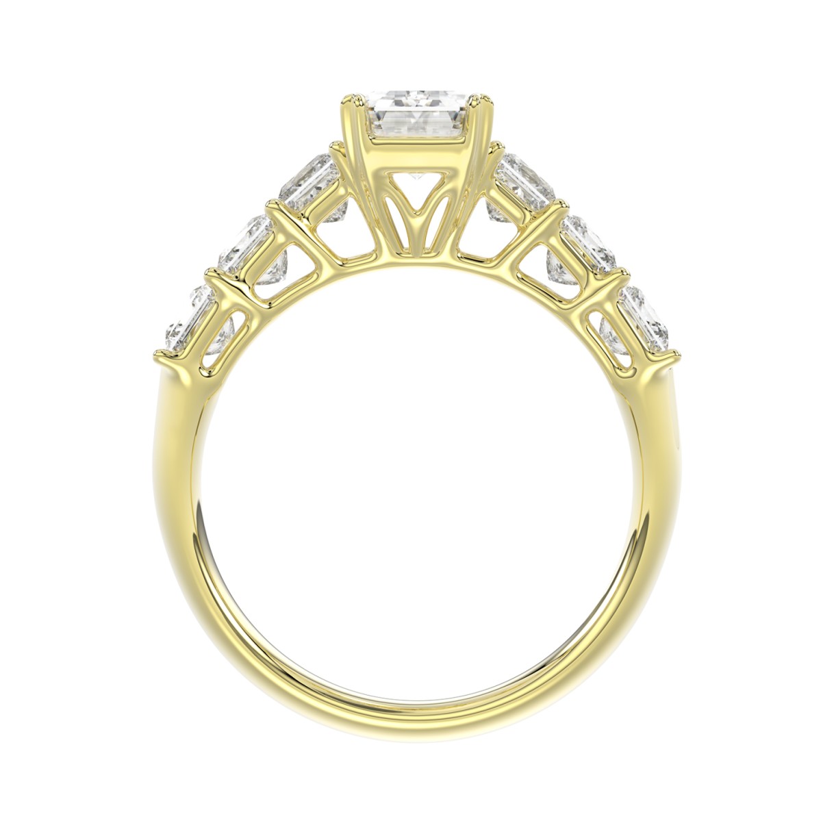 LADIES RING 3CT PRINCESS/EMERALD DIAMOND 14K YELLOW GOLD (CENTER STONE EMERALD DIAMOND 1 1/2CT )