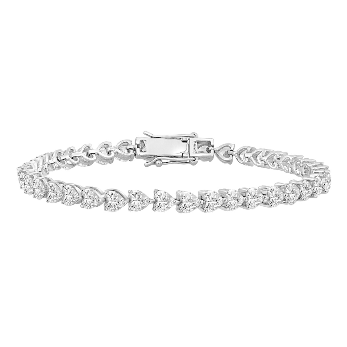 LADIES BRACELET 9CT HEART DIAMOND 14K WHITE GOLD