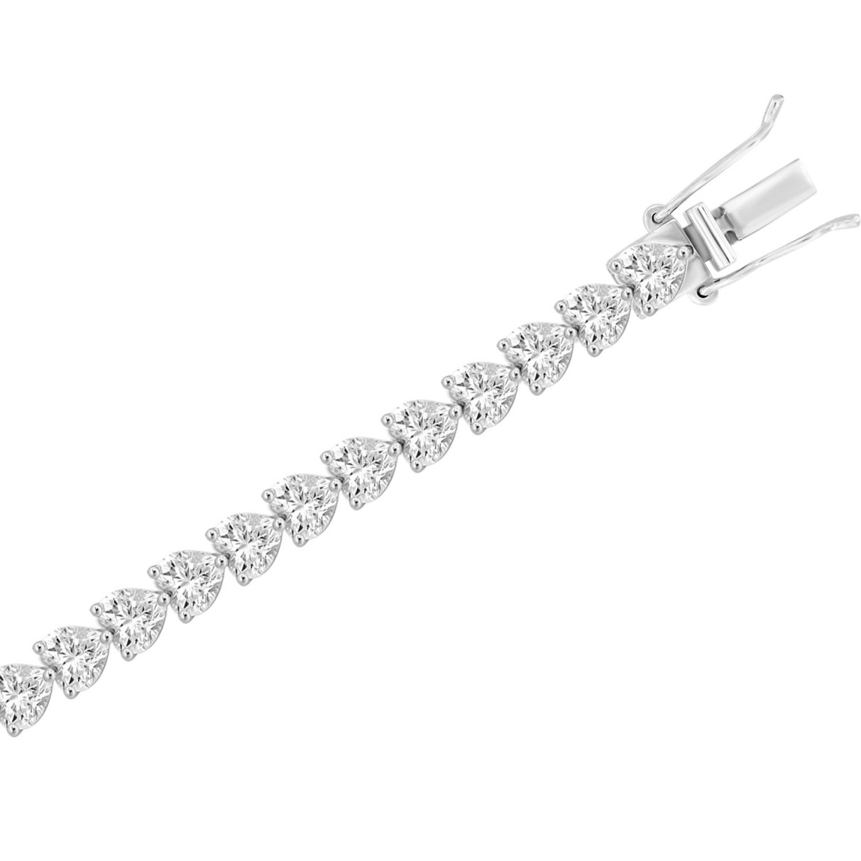 LADIES BRACELET 9CT HEART DIAMOND 14K WHITE GOLD